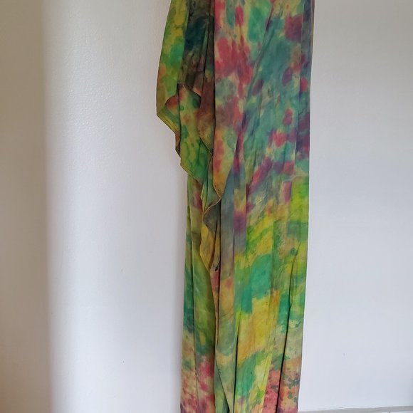 NEW Silk Caftan Kaftan african batik tunic resort S M L XL green red yellow blue - Picture 4 of 5